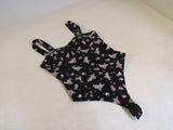Bar III Thong Bodysuit Black/Pink/Mint Female Adult Size M Floral -- Used
