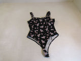 Bar III Thong Bodysuit Black/Pink/Mint Female Adult Size M Floral -- Used