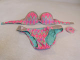 Shade & Shore Bandeau Bikini Padded Push Up 36C Female Adult Size 34C Geometric -- Used