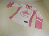 Reebok Vancouver Canucks Hockey Jersey White/Pink NHL Female Adult Size S -- Used