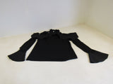 INC Blouse Black Bell Sleeves Open Shoulder Female Adult Size M Solid -- Used