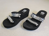 Yellow Box Mercy Wedge Sandal Embellished Black/Silver Female Adult Size 8 Solid -- Used