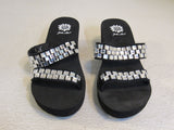 Yellow Box Mercy Wedge Sandal Embellished Black/Silver Female Adult Size 8 Solid -- Used