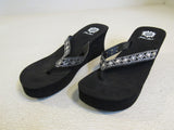Yellow Box Wedge Flip Flop Sandal Embellished Female Adult Size 8 Solid -- Used