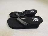 Yellow Box Wedge Flip Flop Sandal Embellished Female Adult Size 8 Solid -- Used