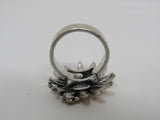 Pilgrim Fashion Flower Ring Pink/Yellow/Silver Female Adult Size 6.5 Floral -- Used