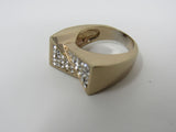 Designer Fashion Ring Clear/Gold Triangle Shaped Female Adult Size 6.5 -- Used
