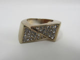 Designer Fashion Ring Clear/Gold Triangle Shaped Female Adult Size 6.5 -- Used