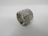 Designer Fashion Ring Silver Small Clear Gems Female Adult Size 6 Floral -- Used