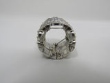Designer Fashion Ring Silver Small Clear Gems Female Adult Size 6 Floral -- Used