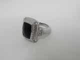 Judith Ripka Collection Ring Black Gemstone Female Adult Size 8 Solid -- Used
