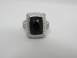 Judith Ripka Collection Ring Black Gemstone Female Adult Size 8 Solid -- Used