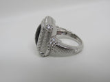 Judith Ripka Collection Ring Black Gemstone Female Adult Size 8 Solid -- Used