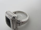 Judith Ripka Collection Ring Black Gemstone Female Adult Size 8 Solid -- Used