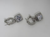 Judith Ripka Collection Hoop Earrings with Dangle Gems Silver/Clear Female Adult -- Used