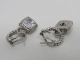 Judith Ripka Collection Hoop Earrings with Dangle Gems Silver/Clear Female Adult -- Used