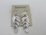Francescas Silver Leaf Earrings Silver Dangle Fish Hook Back Female Adult -- Used