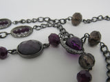 Designer Matching Earrings Bracelet and Necklace Female Adult Size 7.5 Purples -- Used