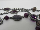 Designer Matching Earrings Bracelet and Necklace Female Adult Size 7.5 Purples -- Used