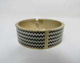 Designer Hinged Bangle Cuff Bracelet Gold/Black/Off White Female Adult -- Used