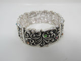 Designer Stretch Bangle Bracelet Silver/Multicolored Gems Female Adult -- Used