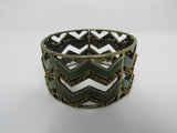 Designer Stretch Bangle Bracelet Gold/Green Female Adult Geometric -- Used