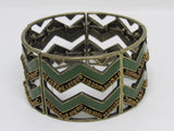Designer Stretch Bangle Bracelet Gold/Green Female Adult Geometric -- Used