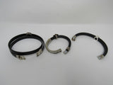 Designer Bangle Bracelets Set of 3 Black/Silver Flower Design Female Adult -- Used
