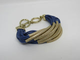 Designer Multi-Layerd Bangle Bracelet Gold/Blue Toggle Clasp Female Adult -- Used