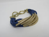 Designer Multi-Layerd Bangle Bracelet Gold/Blue Toggle Clasp Female Adult -- Used