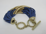 Designer Multi-Layerd Bangle Bracelet Gold/Blue Toggle Clasp Female Adult -- Used