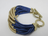 Designer Multi-Layerd Bangle Bracelet Gold/Blue Toggle Clasp Female Adult -- Used