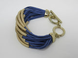 Designer Multi-Layerd Bangle Bracelet Gold/Blue Toggle Clasp Female Adult -- Used