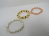 Designer Stretch Beaded Bracelet Set of 3 Ivory/Peach/Pink Female Adult -- Used