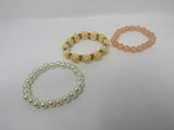Designer Stretch Beaded Bracelet Set of 3 Ivory/Peach/Pink Female Adult -- Used