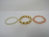 Designer Stretch Beaded Bracelet Set of 3 Ivory/Peach/Pink Female Adult -- Used