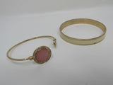 Designer Open Bangle Bracelet Set of 2 Gold/Ivory/Pink Female Adult -- Used