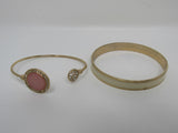 Designer Open Bangle Bracelet Set of 2 Gold/Ivory/Pink Female Adult -- Used