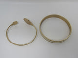 Designer Open Bangle Bracelet Set of 2 Gold/Ivory/Pink Female Adult -- Used