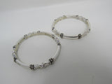 Designer Stretch Bangle Bracelet Set of 2 Silver Female Adult -- Used