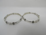 Designer Stretch Bangle Bracelet Set of 2 Silver Female Adult -- Used