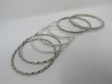 Designer Bangle Bracelet Set of 7 Silver Clear Gemstones Female Adult -- Used