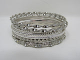 Designer Bangle Bracelet Set of 7 Silver Clear Gemstones Female Adult -- Used