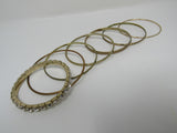 Designer Bangle Bracelet Set of 7 Gold Clear Gemstones Female Adult -- Used