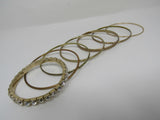 Designer Bangle Bracelet Set of 7 Gold Clear Gemstones Female Adult -- Used