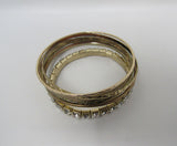 Designer Bangle Bracelet Set of 7 Gold Clear Gemstones Female Adult -- Used