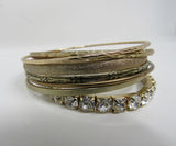 Designer Bangle Bracelet Set of 7 Gold Clear Gemstones Female Adult -- Used