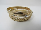 Designer Bangle Bracelet Set of 5 Copper Clear Gemstones Female Adult -- Used
