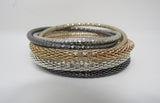 Designer Bangle Bracelet Set of 6 Silver/Gold/Black Female Adult -- Used