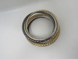Designer Bangle Bracelet Set of 6 Silver/Gold/Black Female Adult -- Used